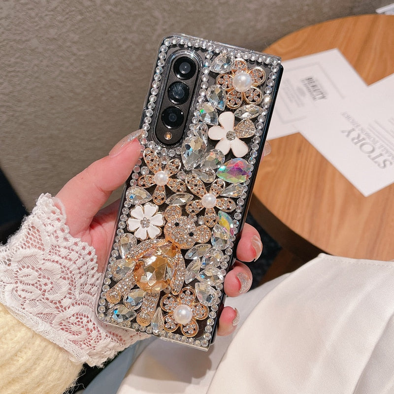 Fashion Diamond Flower Phone case For Samsung Galaxy Z Fold 4
