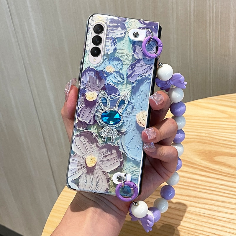 Cute Flower Case  with Chain For Samsung Galaxy Z Fold 4