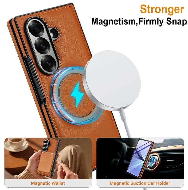 Magnetic Leather Ring Kickstand Case