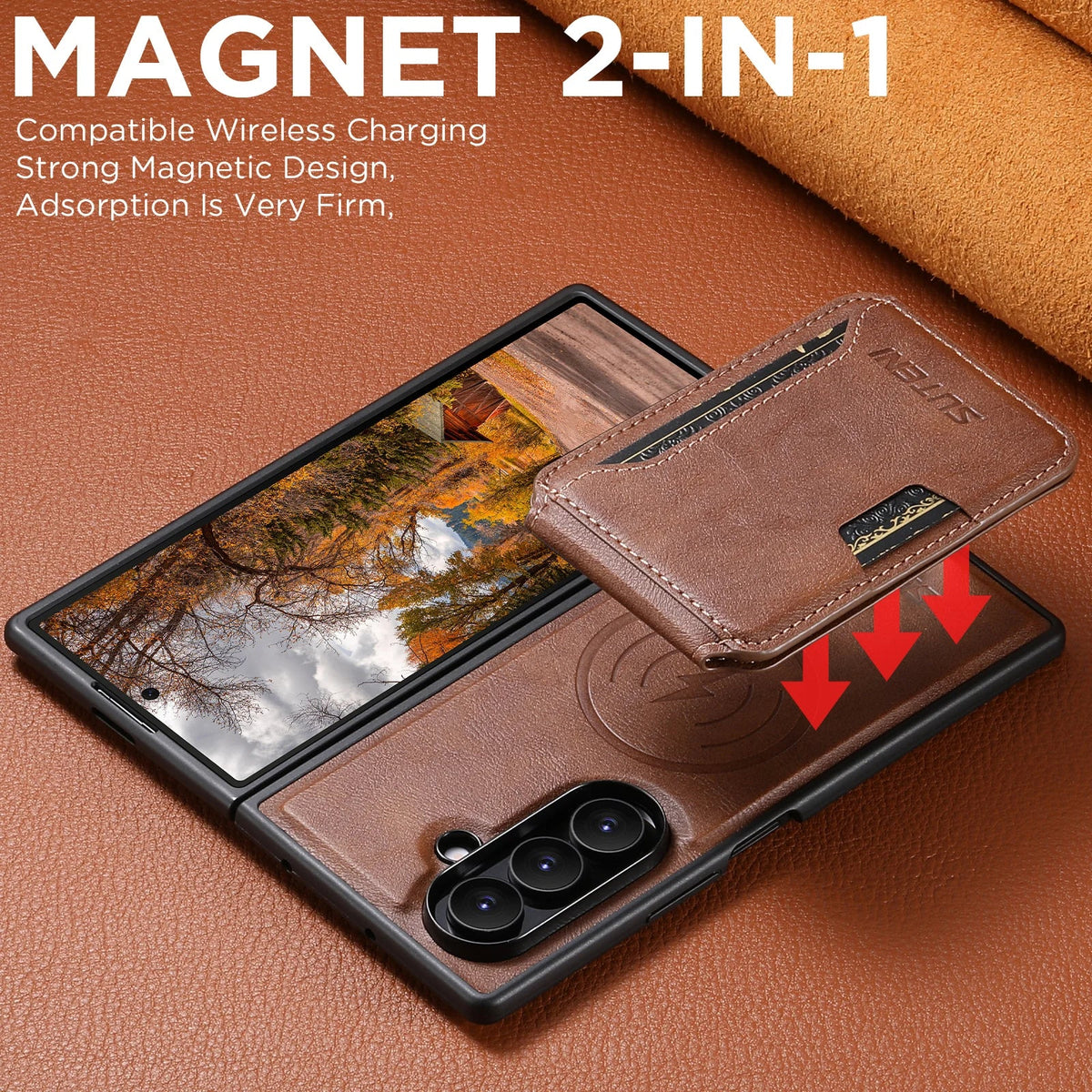 Magnetic Card Holder Leather Case