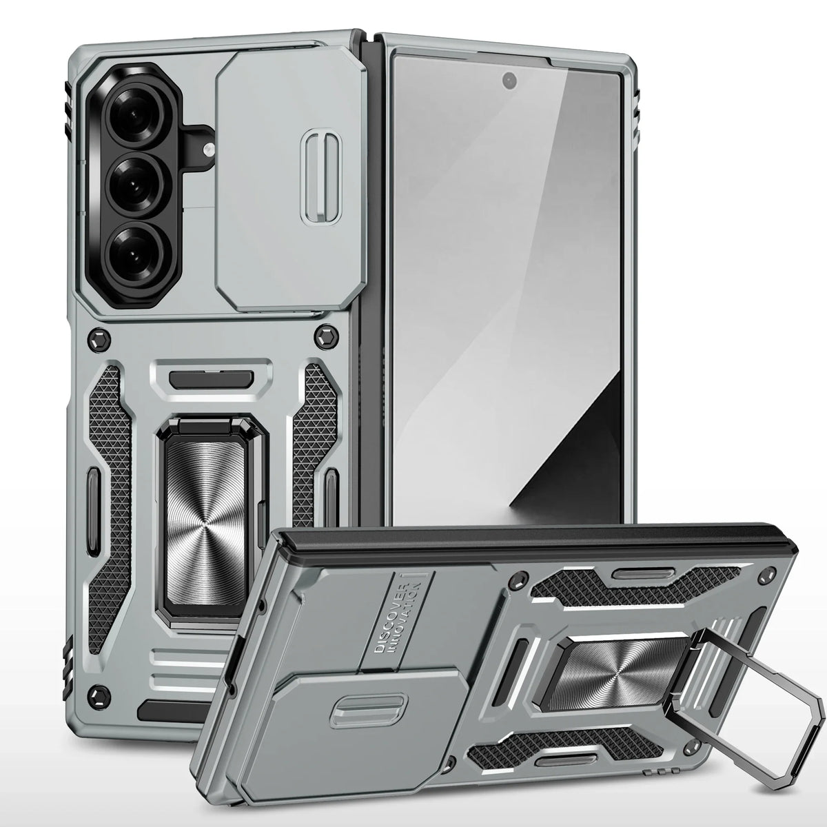 Rugged Armor Sliding Camera Case with Metal Kickstand