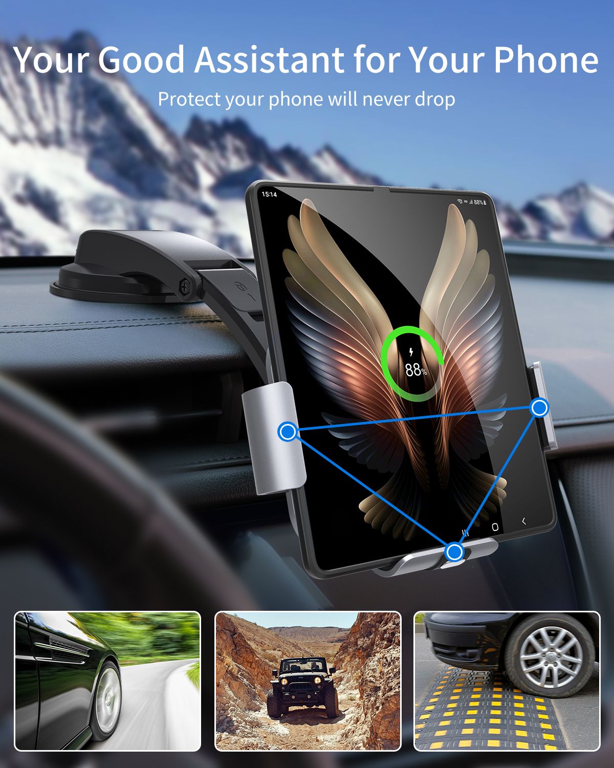 Fast Wireless Car Mount for Galaxy Z Fold Series